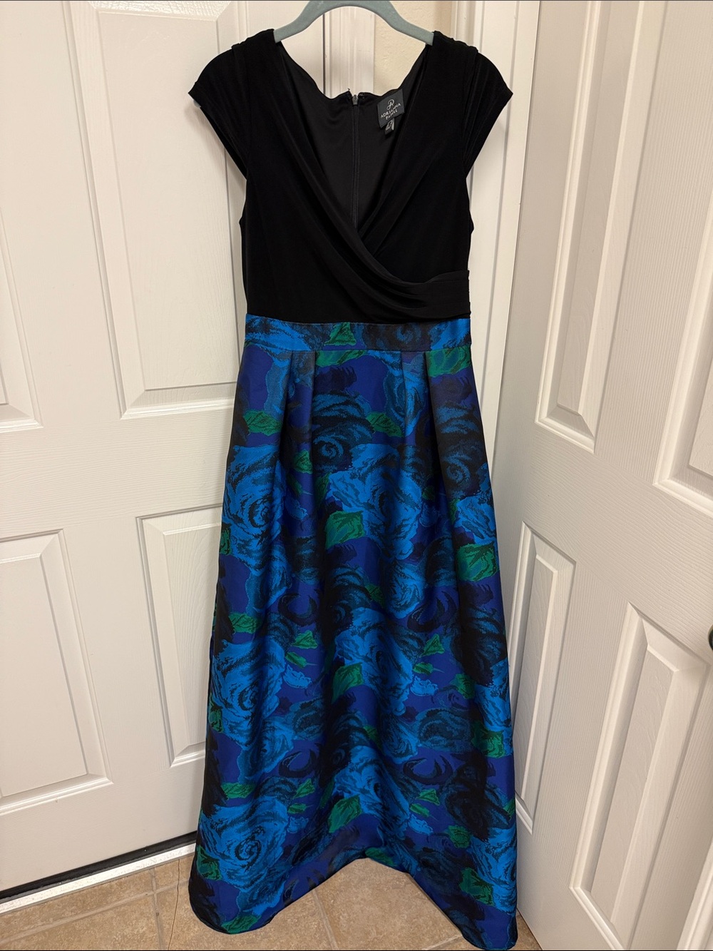 Adrianna Papell Blue and Black Floral dress